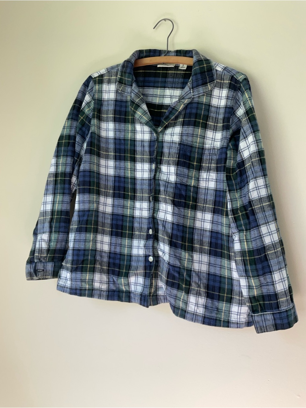 L.L. Bean Navy, Green and White Plaid Flannel Pajama Set - Picture 6 of 8